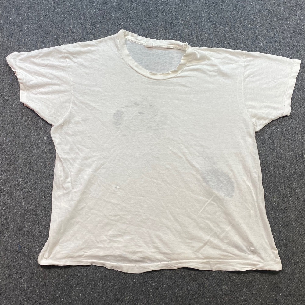 Fruit of the Loom TShirt Sz XXL Mens White Grunge Distressed Single Stitch